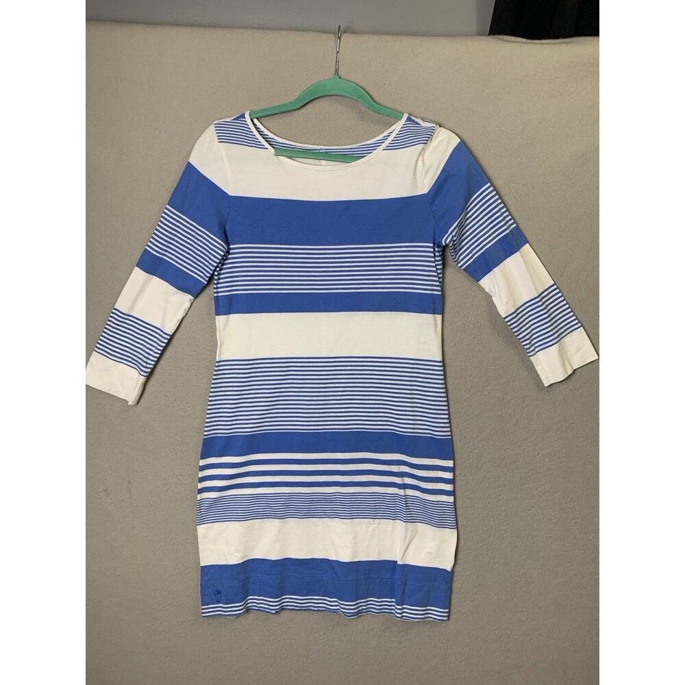 Lilly Pulitzer Dress Womans Size Small Blue Stripe Marlowe Boatneck Pima Cotton